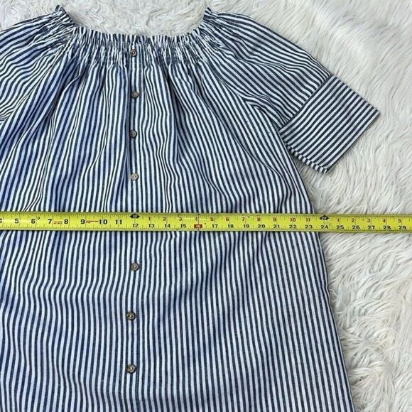Paper Crane NWOT Cotton Striped Smocked Off Shoulder Midi Dress Boho Dress Large - Picture 4 of 12